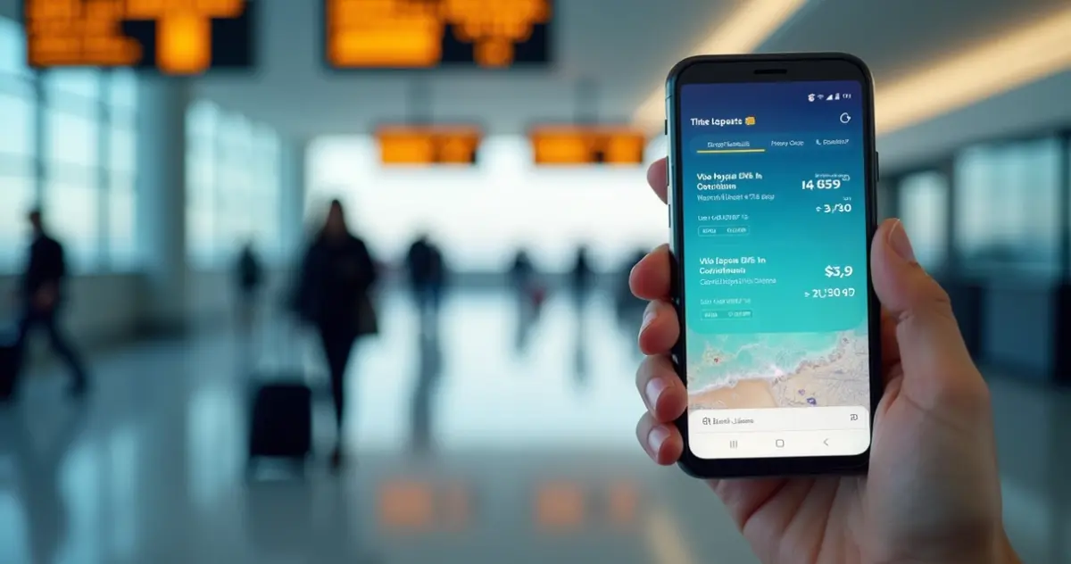 Celular exibe alerta de oportunidade de passagem aérea barata