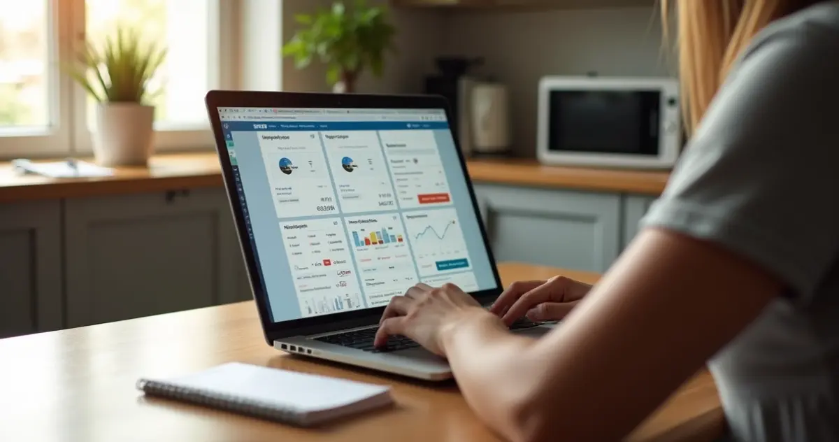 Pessoa utilizando notebook para buscar passagens aéreas baratas