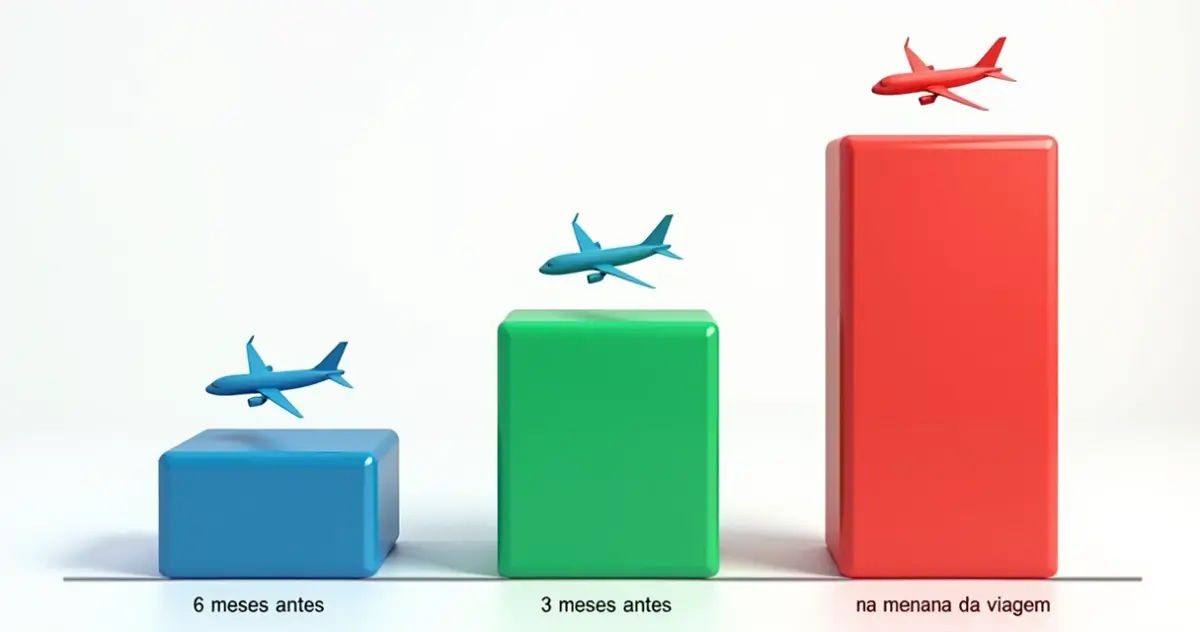 Gráfico comparando preços de passagens aéreas conforme a antecedência da compra.